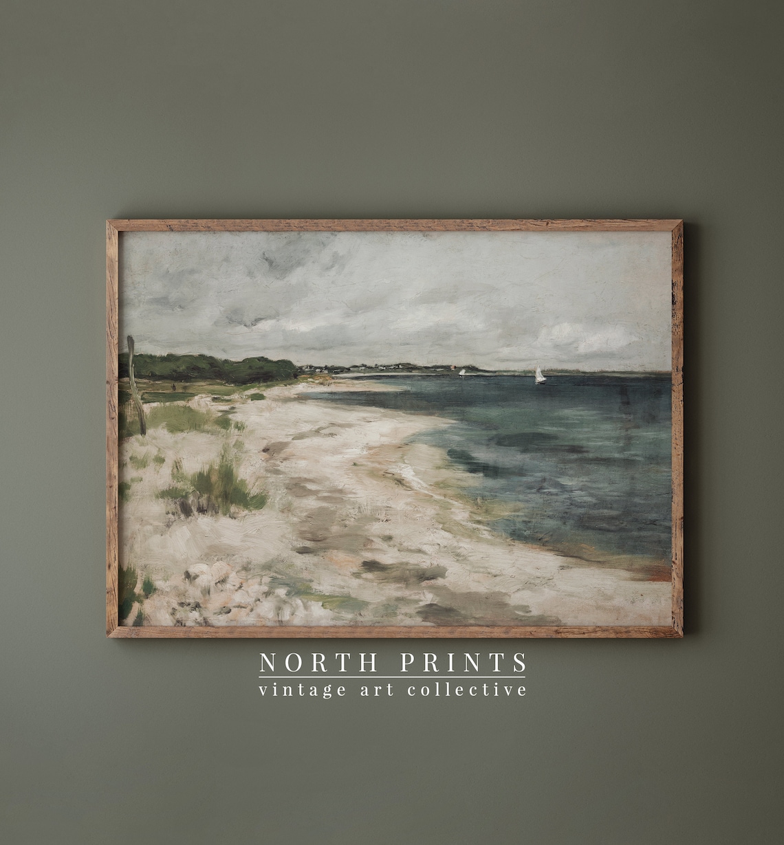 Vintage Coastal Seaside Painting, Beach House Art Print - Image 4