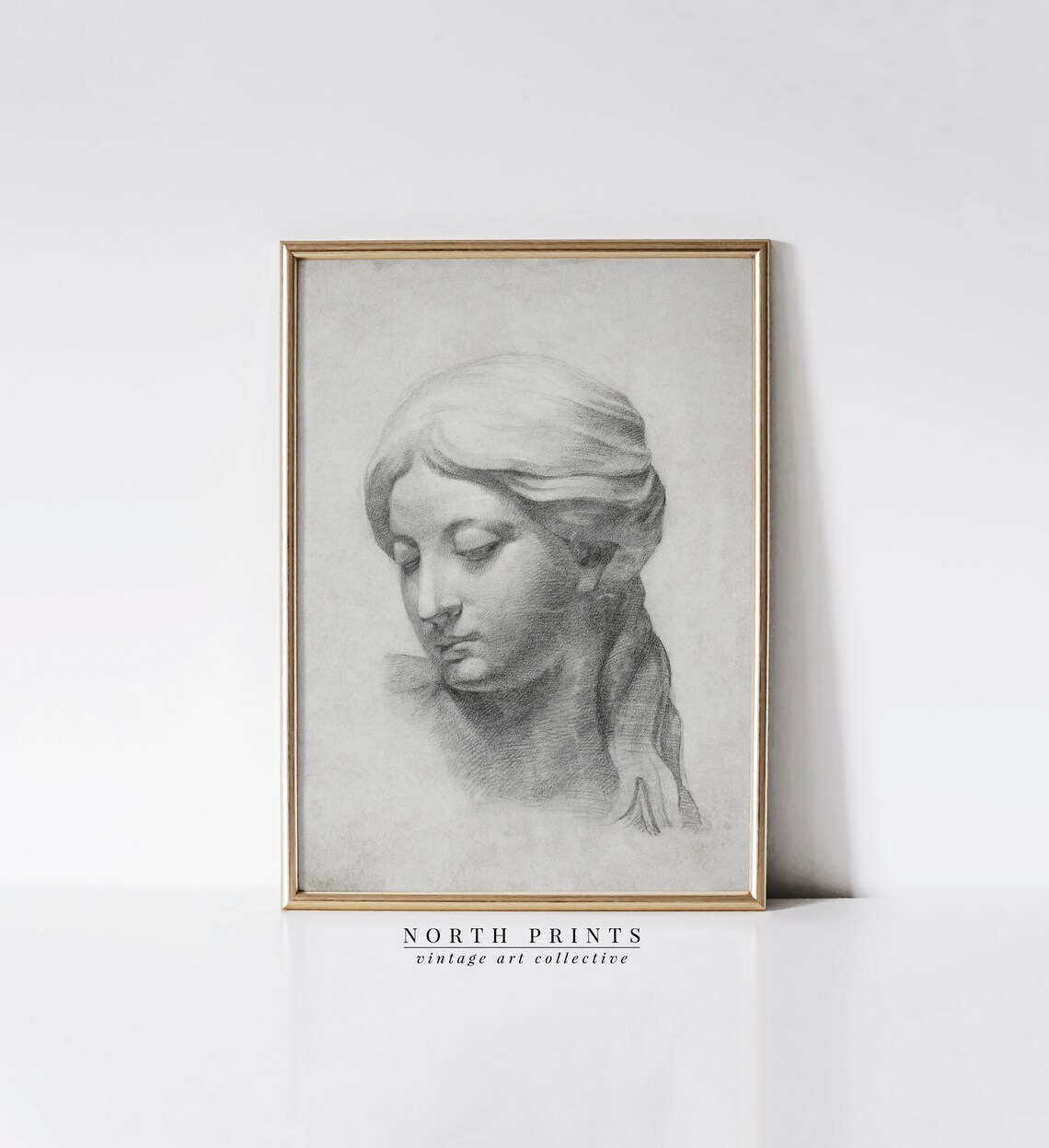 Vintage Female Portrait Study, Woman Sketch Art Print