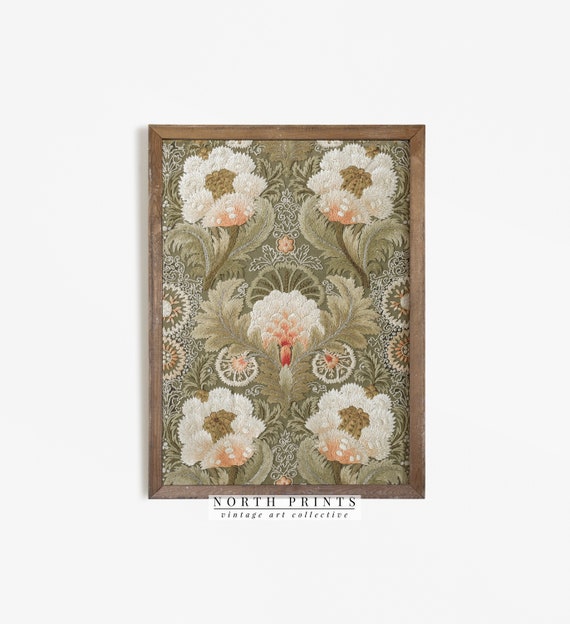 Green Vintage Tapestry Wall Art Textile Wall Art Modern Farmhouse 1024