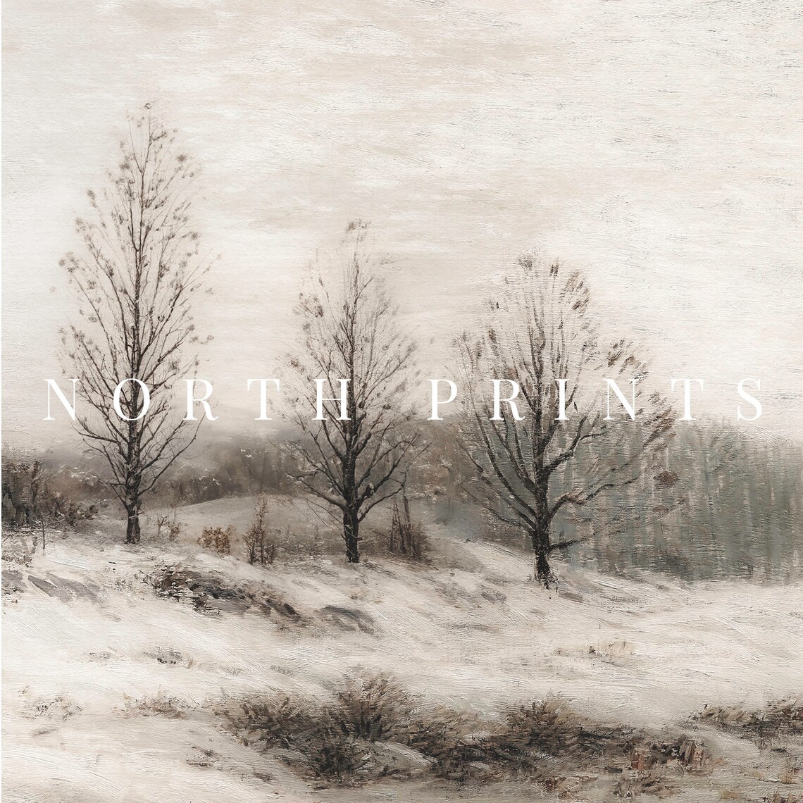 Muted Snowy Winter Landscape Art Print, Farmhouse Decor - Image 3
