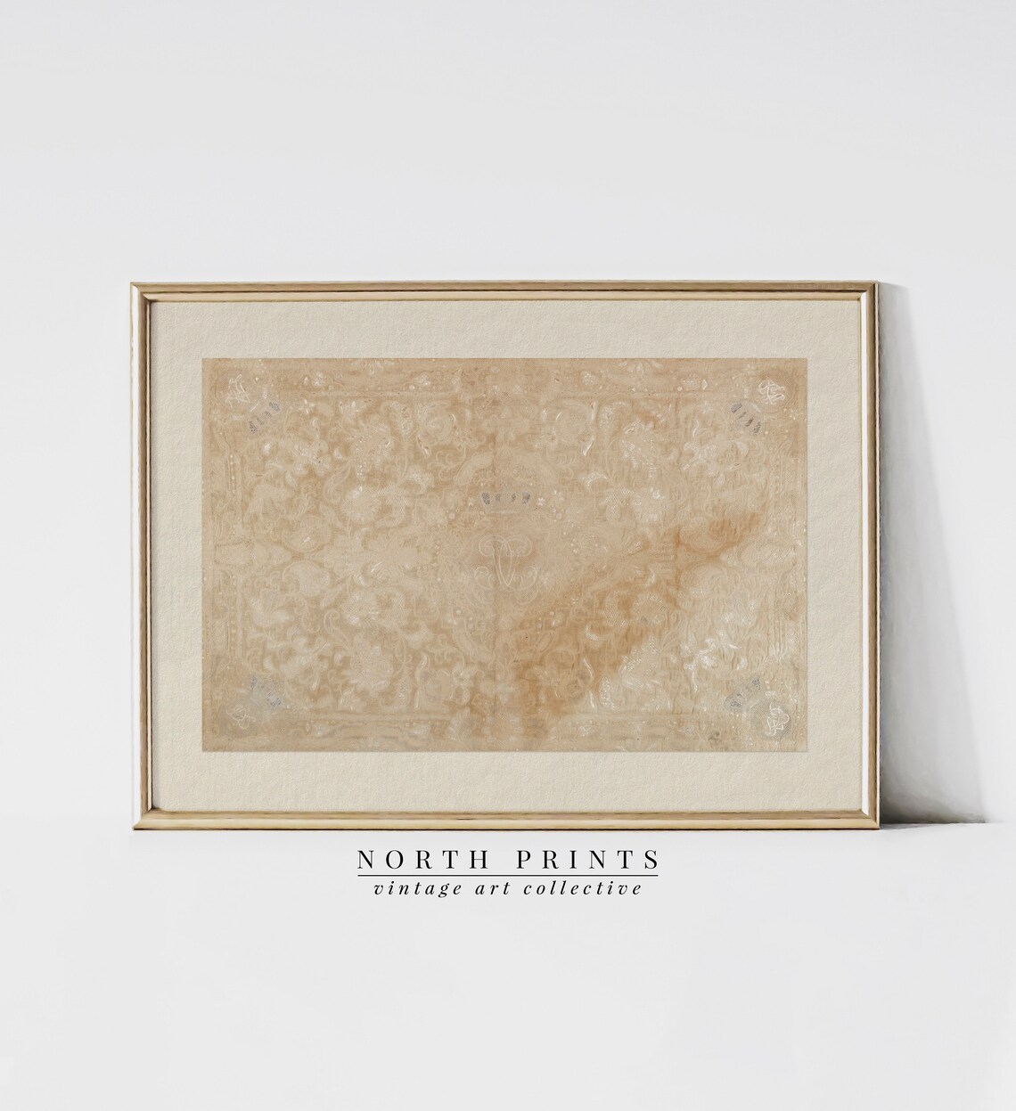 Antique Tapestry Neutral Horizontal Textile Art Print - Image 4