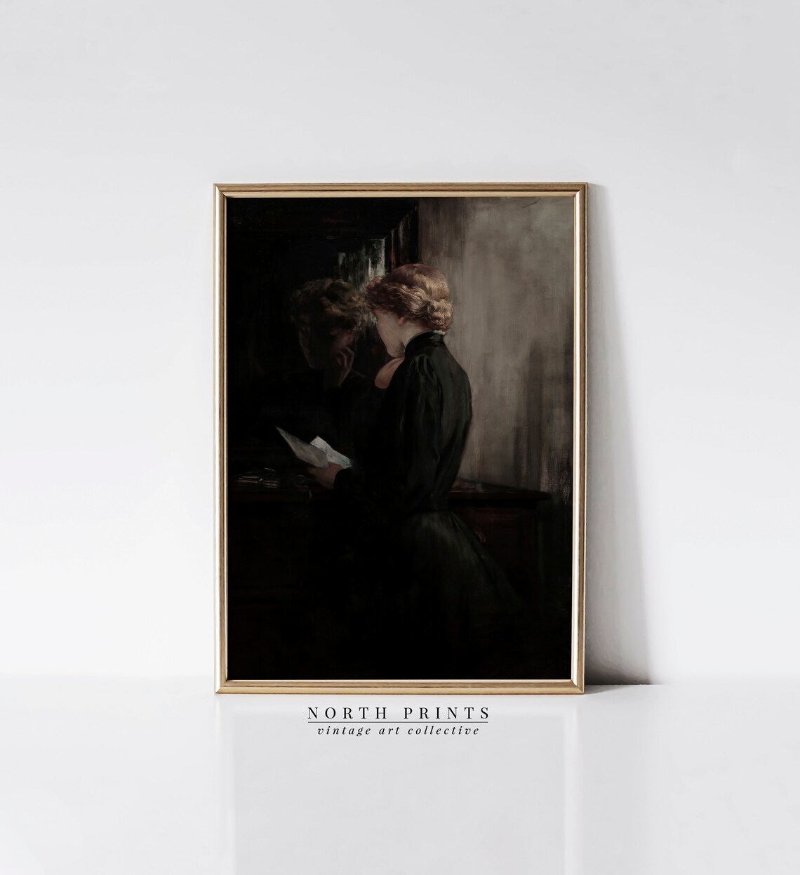 Dark Vintage Portrait Painting Love Letter Art Print