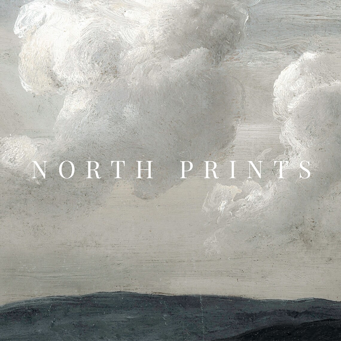 Cloudy Sky Vintage Landscape Art Print, Blue - Image 3