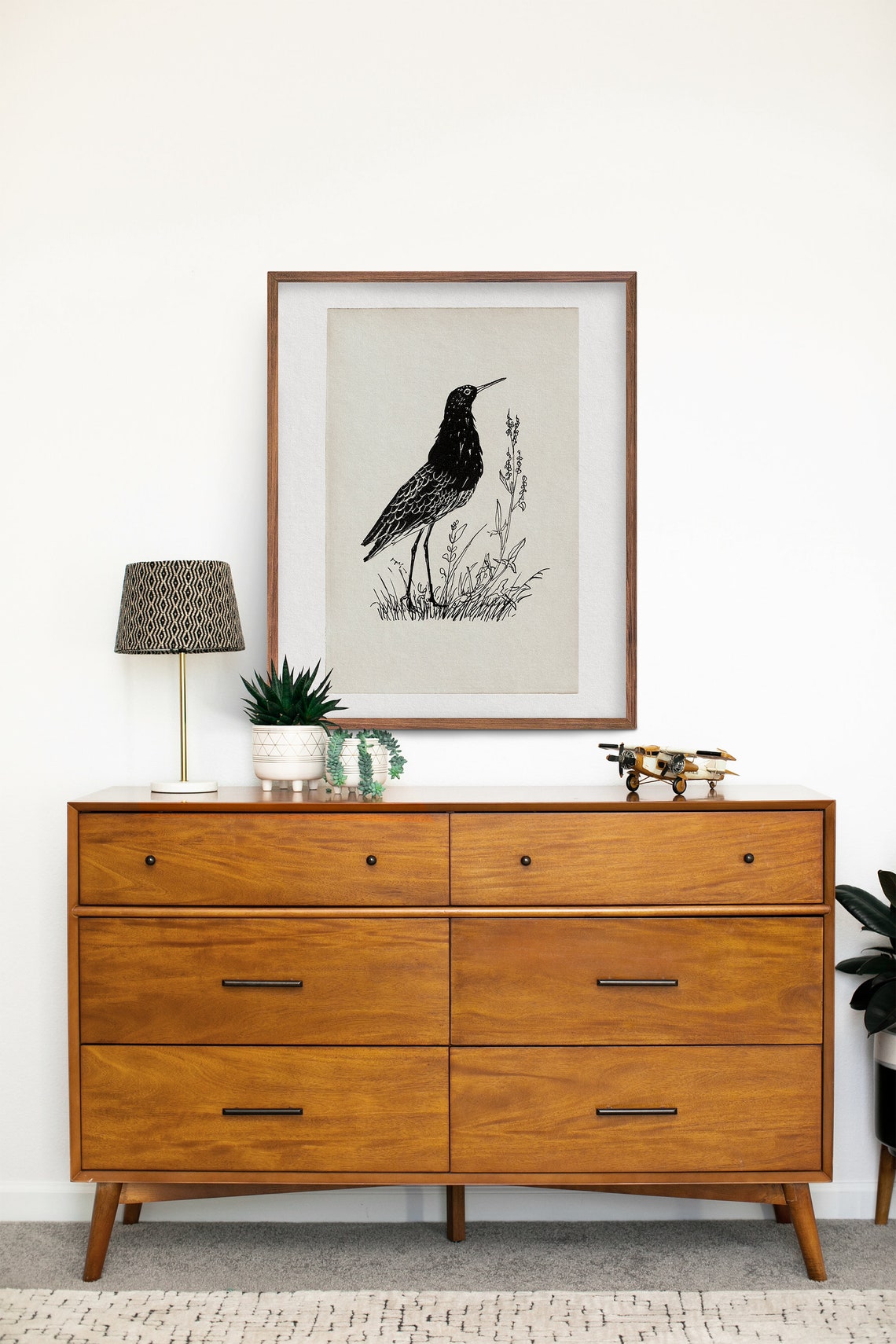 Antique Shorebird Ink Sketch Wading Bird Minimalist Art Print - Image 3