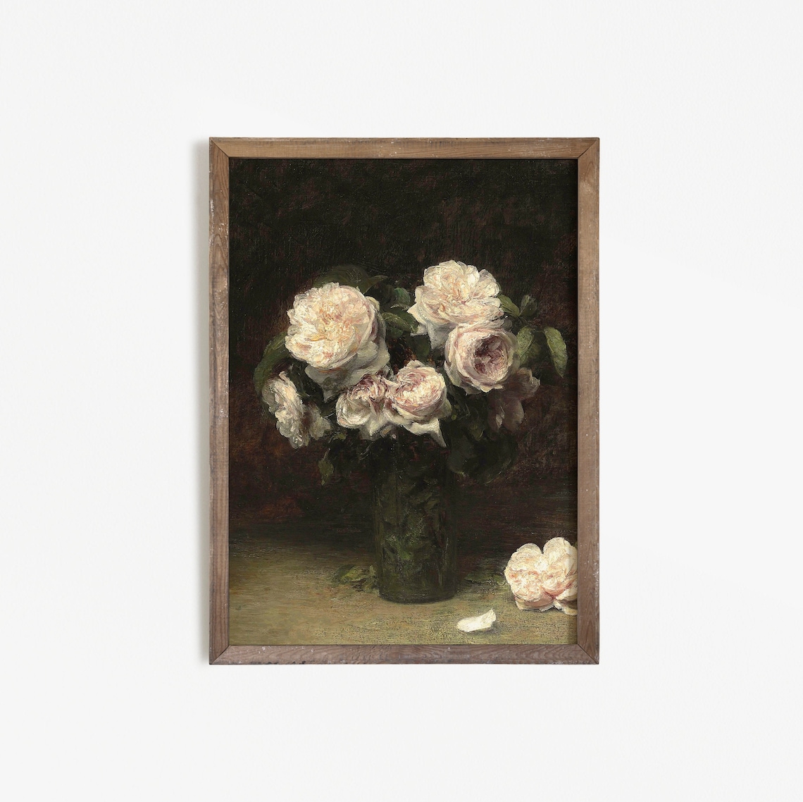 Moody Dark Roses Vintage Flower Art Print