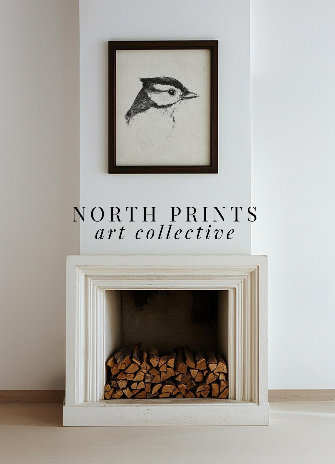 Minimalist Bird Sketch, Rustic Nordic Bedroom Art Print - Image 2