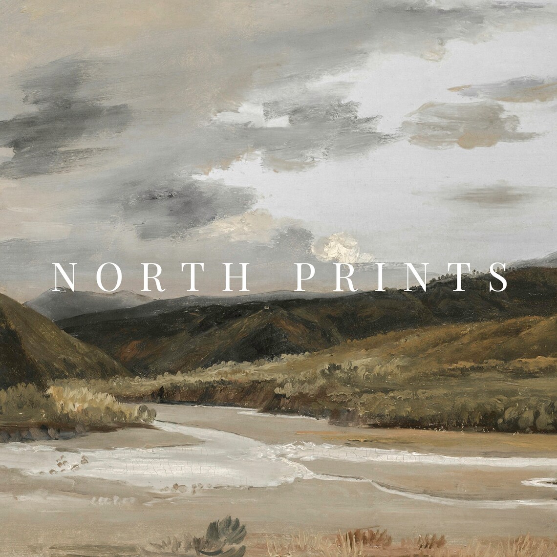 Warm Moody Landscape Painting River Scenery Art Print - Image 2