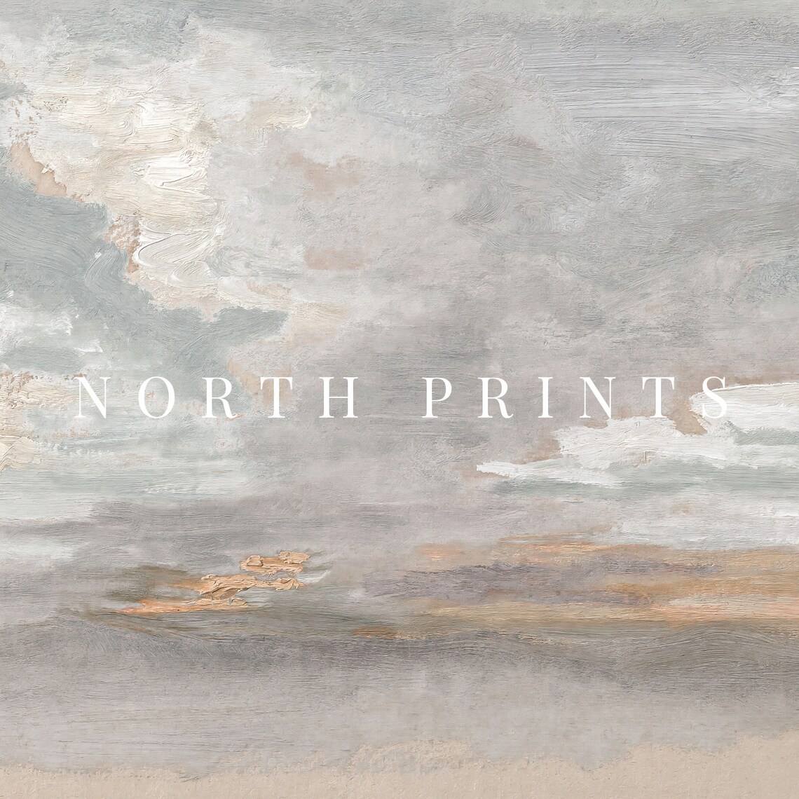 Vintage Neutral Cloud Painting Landscape Art Print - Image 2
