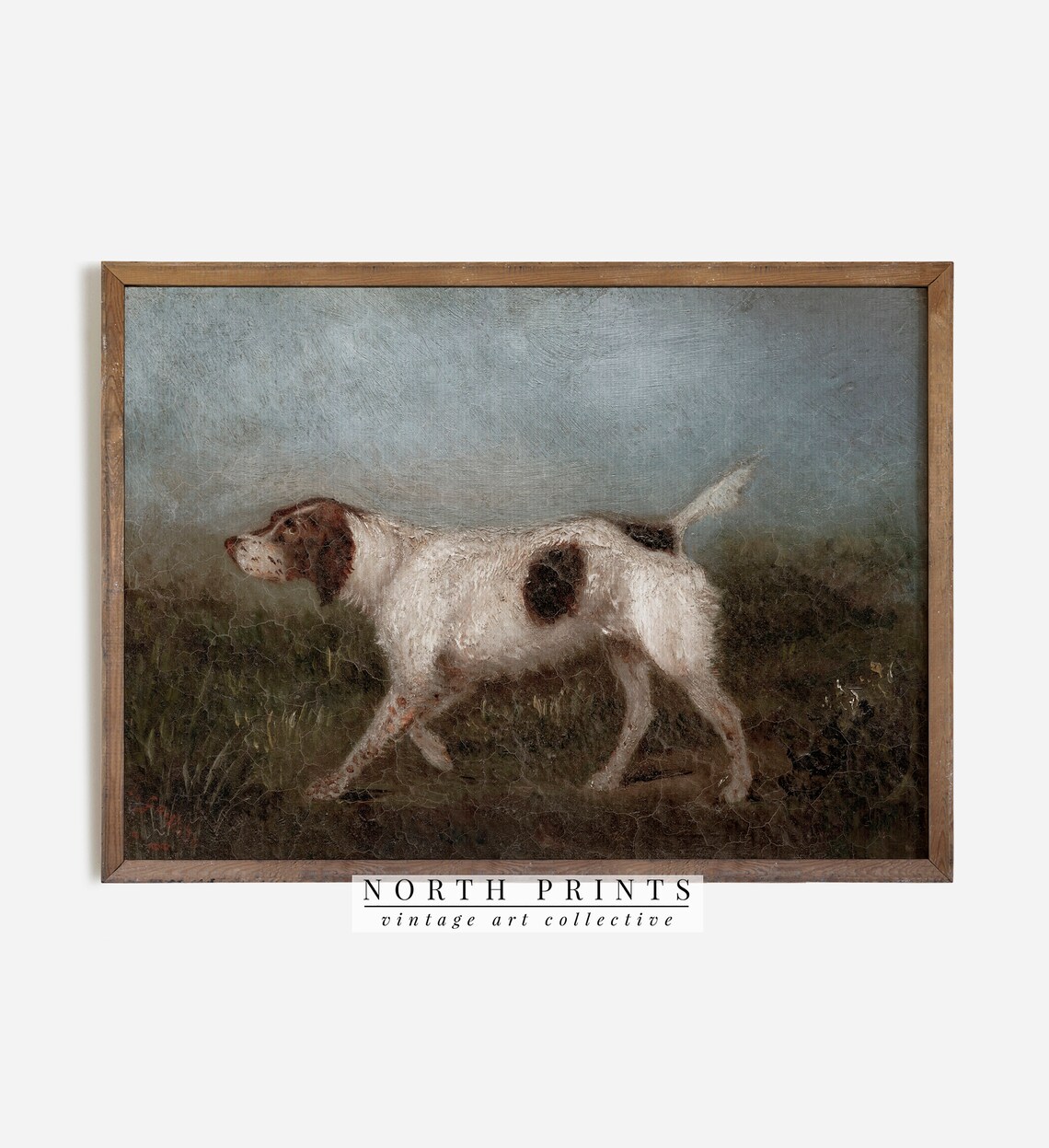 Vintage Hunting Dog Oil Painting Art Print - Image 2