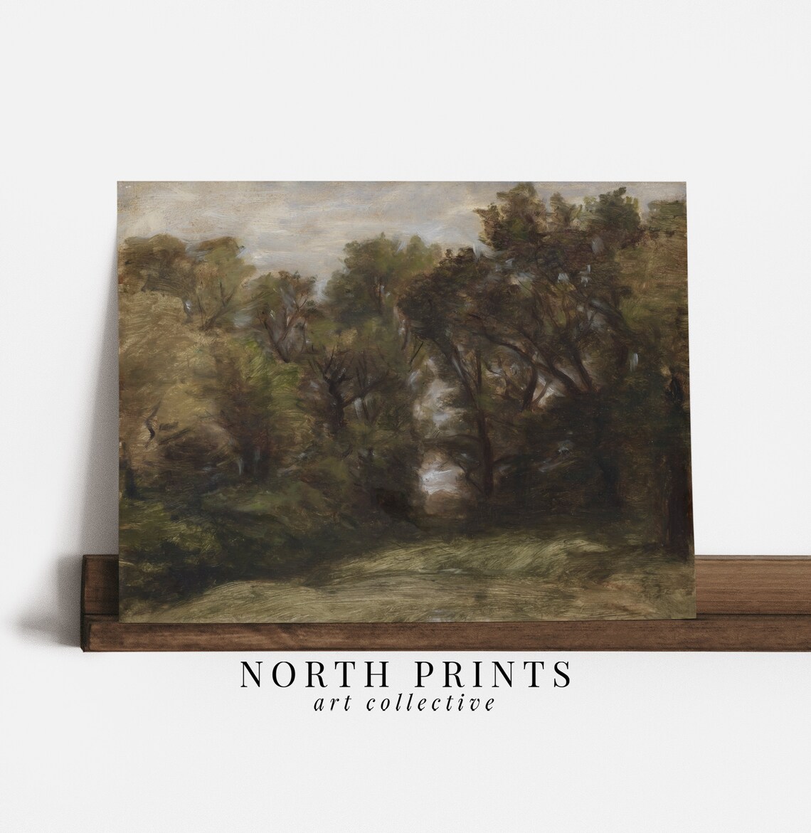 Dark Moody Forest Landscape Vintage Green Woodland Pines Poster