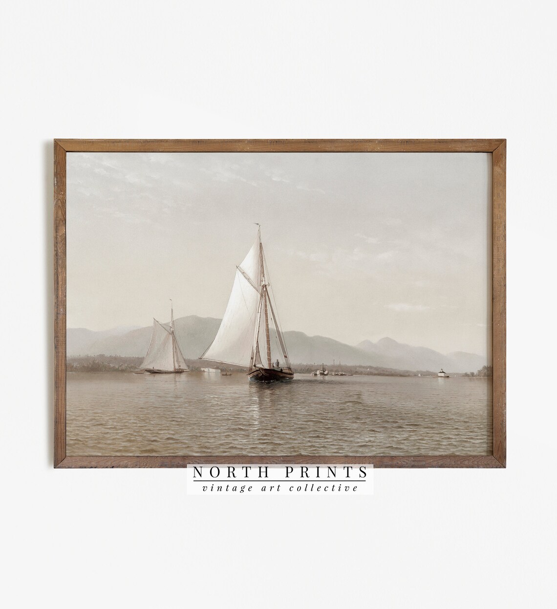 Vintage Lake House Painting, Sailboat Wall Art - Image 4
