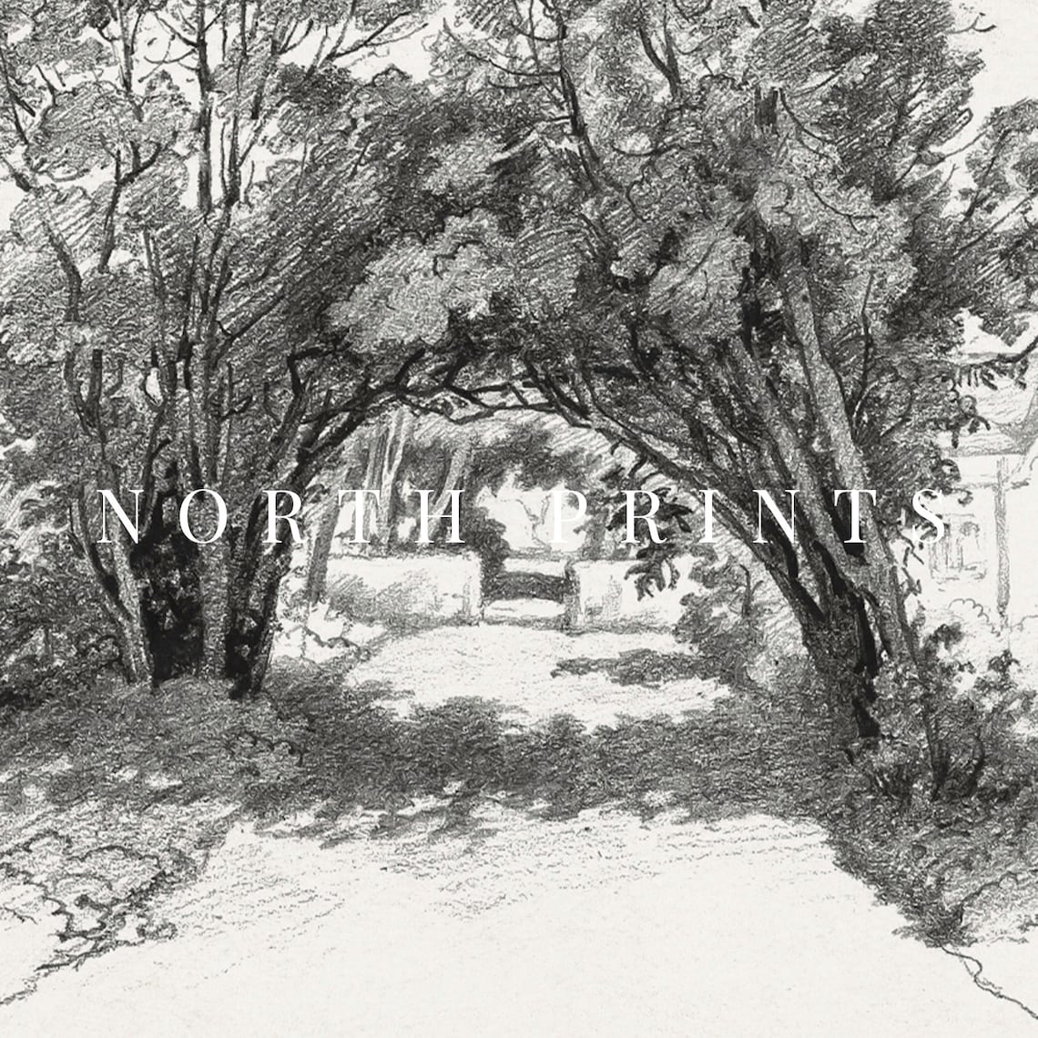 Vintage Cottage Antique Landscape Sketch Art Print - Image 2