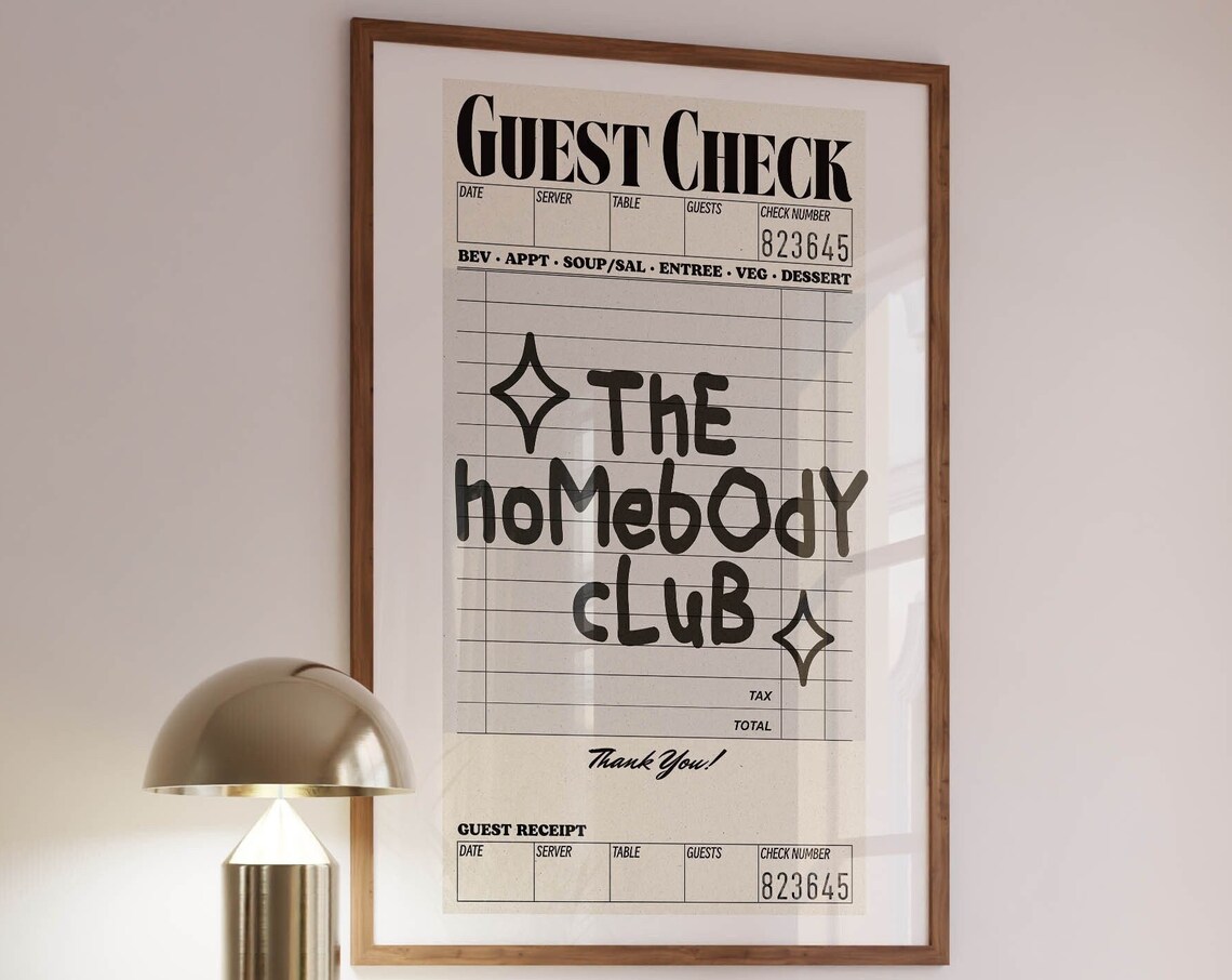 Guest Check The Homebody Club Retro Art Print