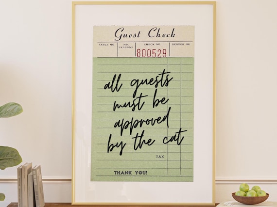 Guest Check Print, Cat Lover Entryway Sign
