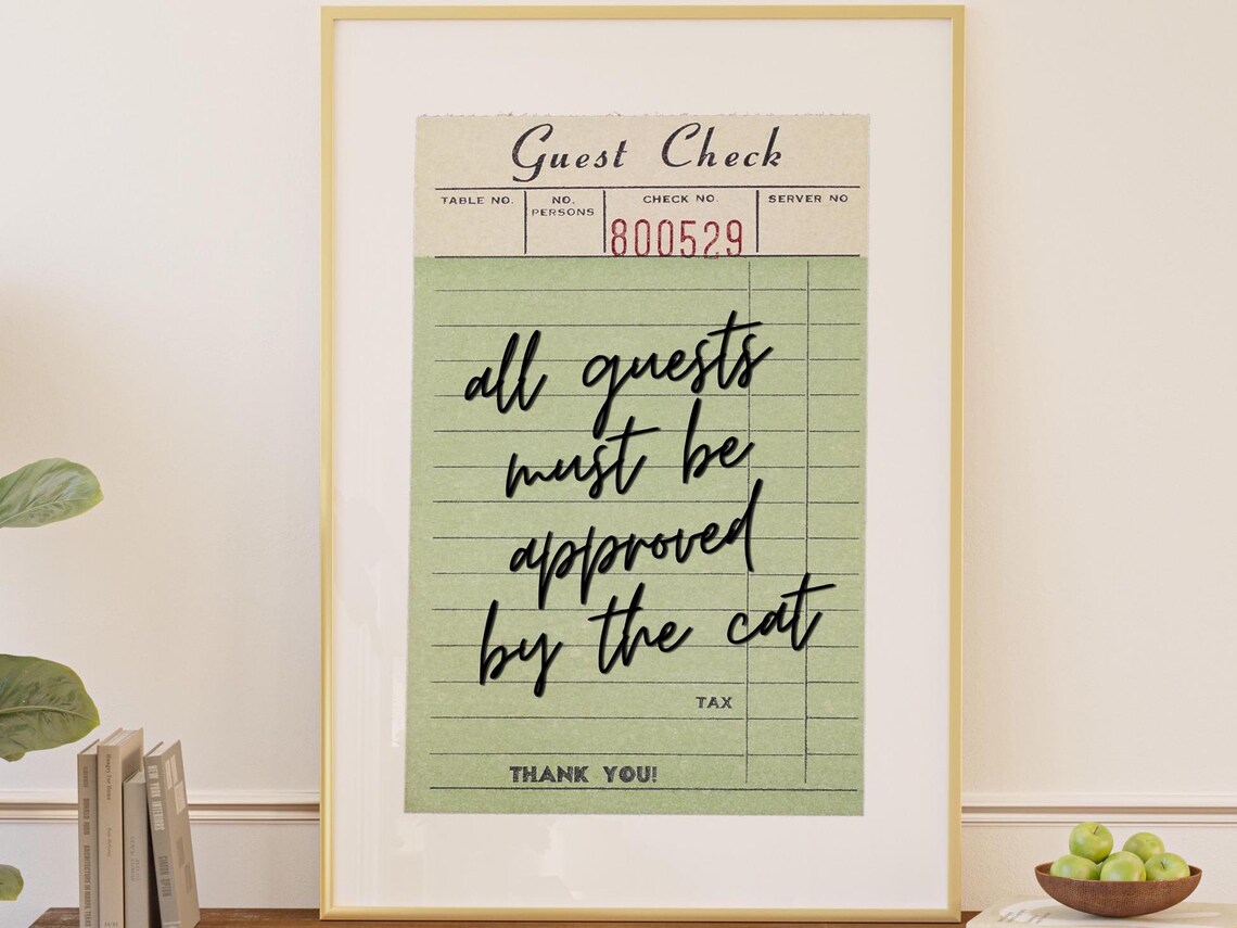 Guest Check Print, Cat Lover Entryway Sign