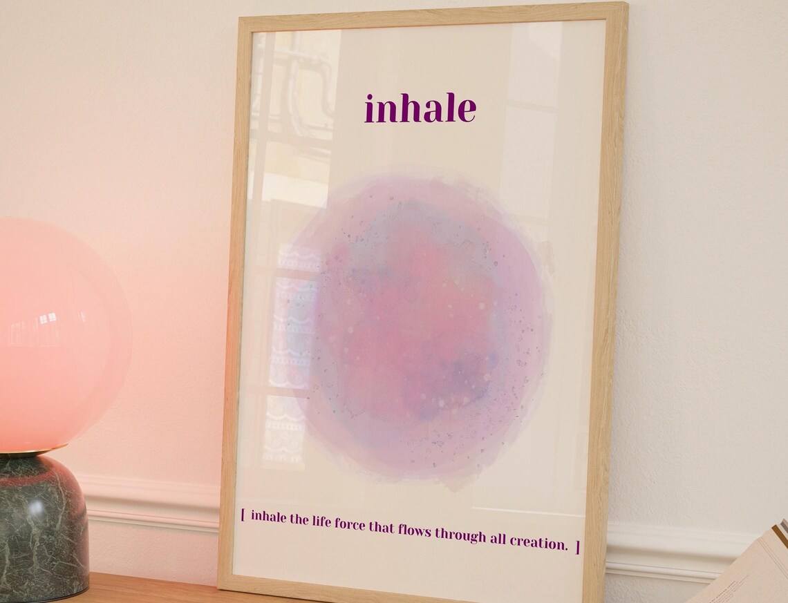 Inhale Spiritual Affirmation Soft Gradient Zen Watercolor Poster