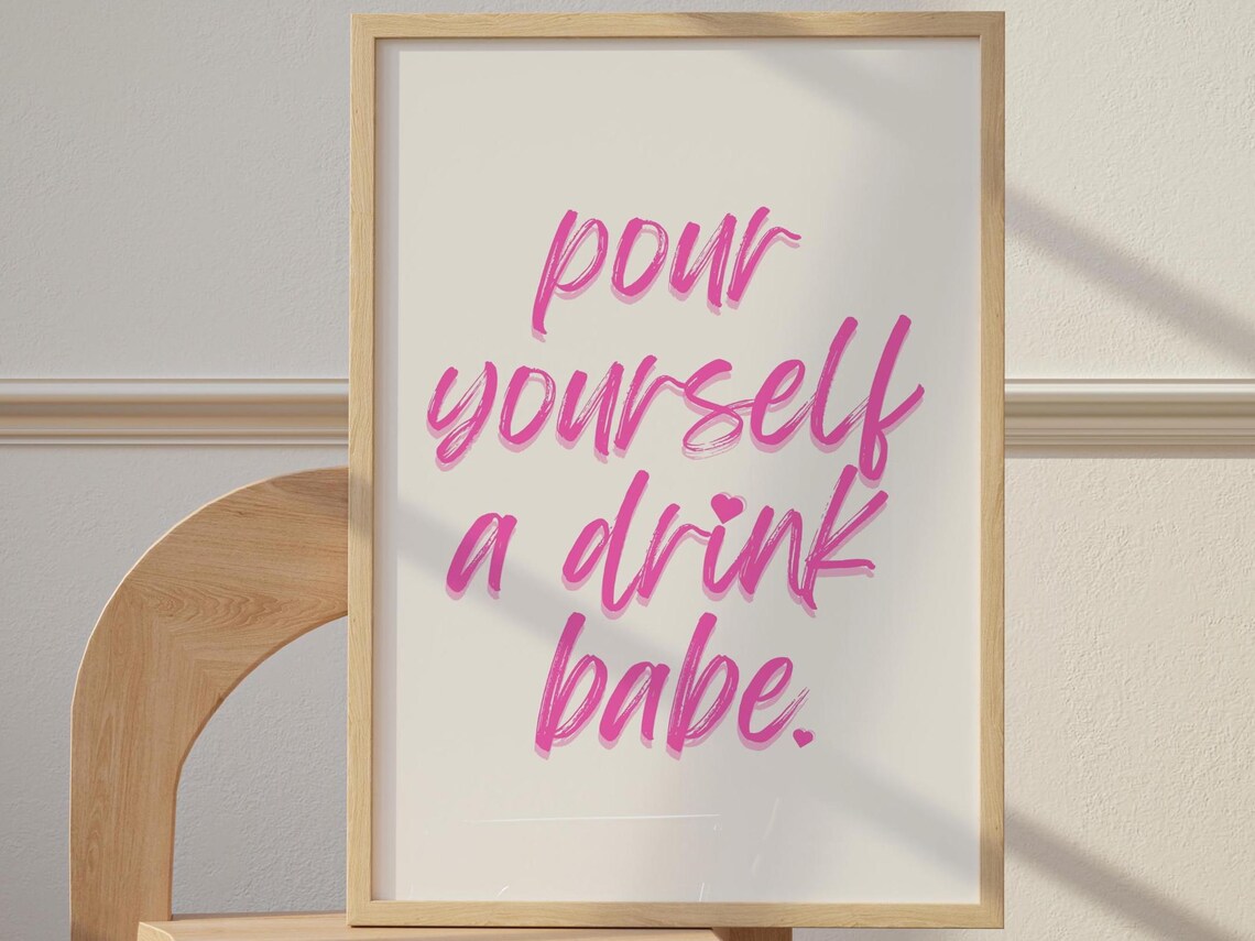 Bar Cart Decor, Preppy Dorm Cocktail Quote