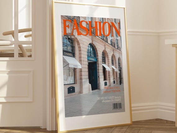 Fashion Magazine Cover Paris Chanel Storefront Vintage Style Art Print