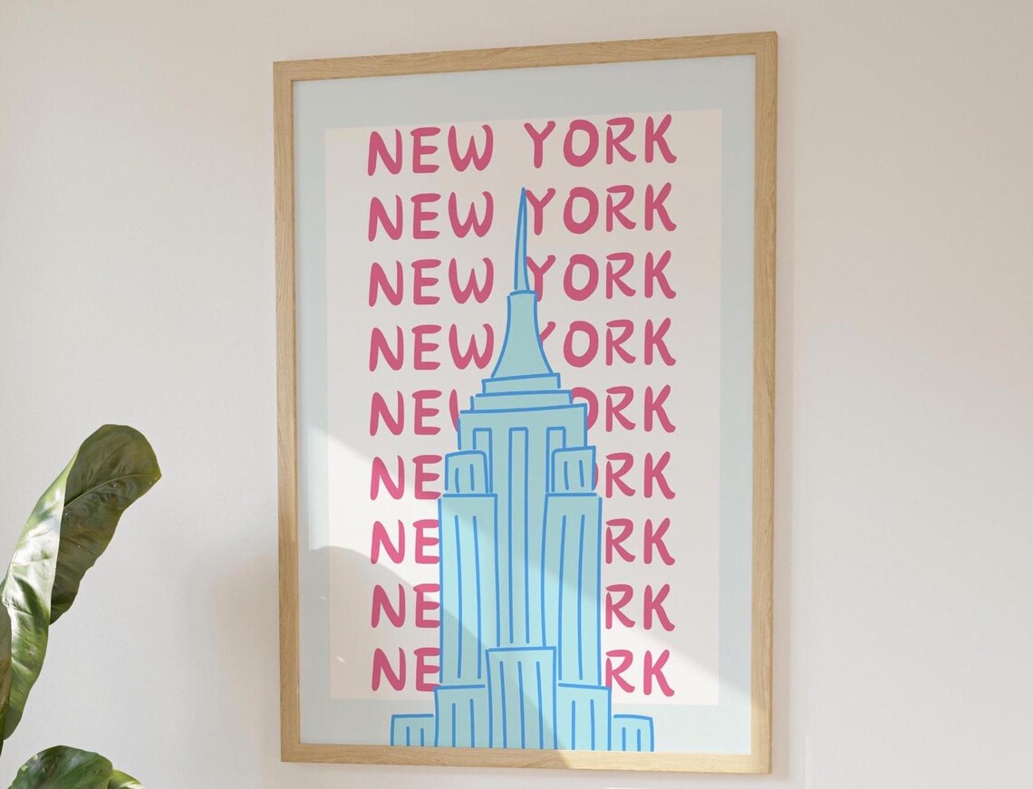 New York City Travel Poster, Cute Trendy Dorm Decor