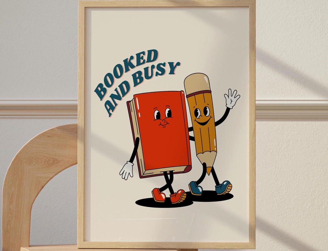 Reading Poster, Classroom Decor, Retro 70s Print