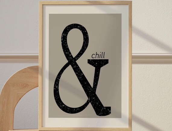 Retro Ampersand and Chill Typography Neutral Beige Wall Poster