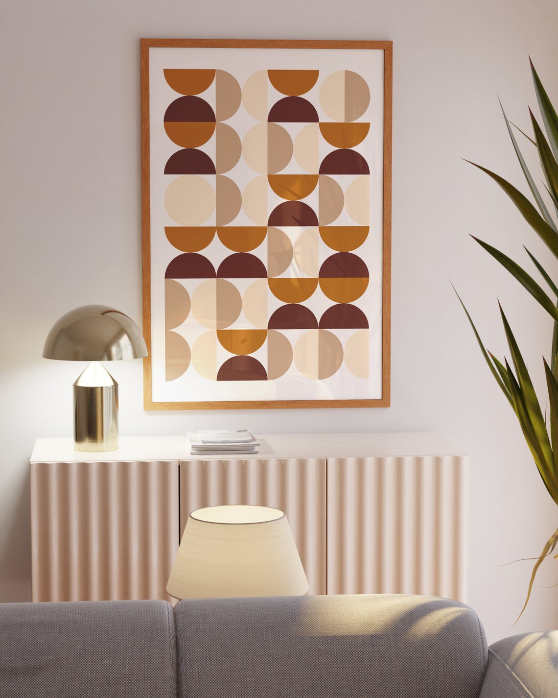 Caramel Brown Half Circle Warm Retro Mid Century Geometric Poster - Image 2