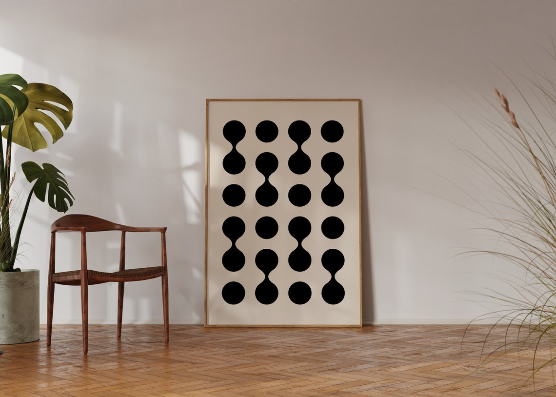 Black Hourglass Dot Grid Monochrome Minimalist Abstract Poster - Image 4