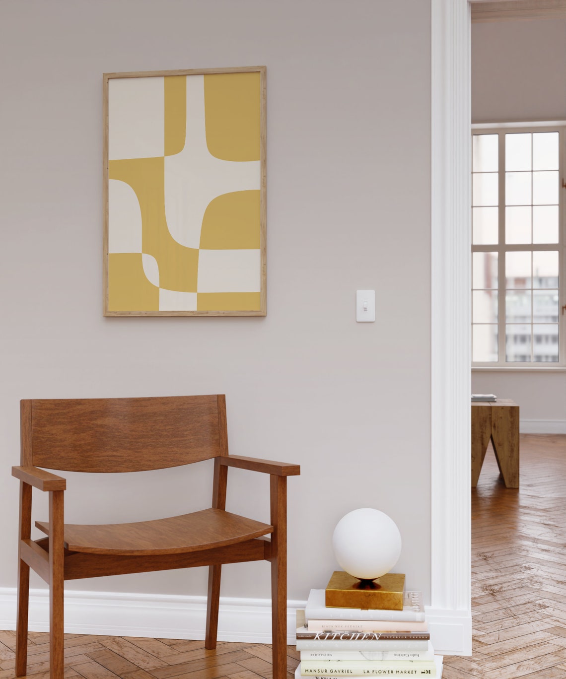 Mustard Yellow Geometric Puzzle Blocks Abstract Modern Poster - Image 4