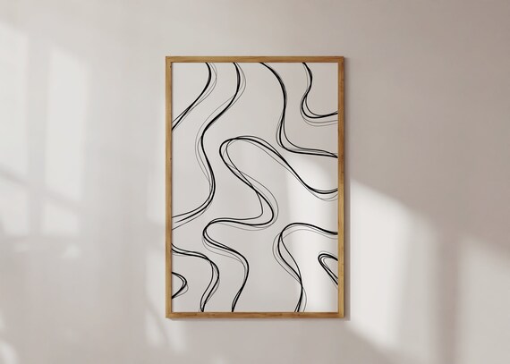 Wavy Modern Wall Art Geometric Poster Abstract Wall Art Funky Wall Dcor Gallery Wall Art Boho Poster