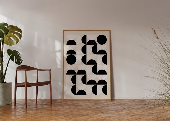 Bauhaus Wall Art Print Geometric Poster Abstract Japandi Wall Art Funky Wall Dcor Mid Century Modern Art