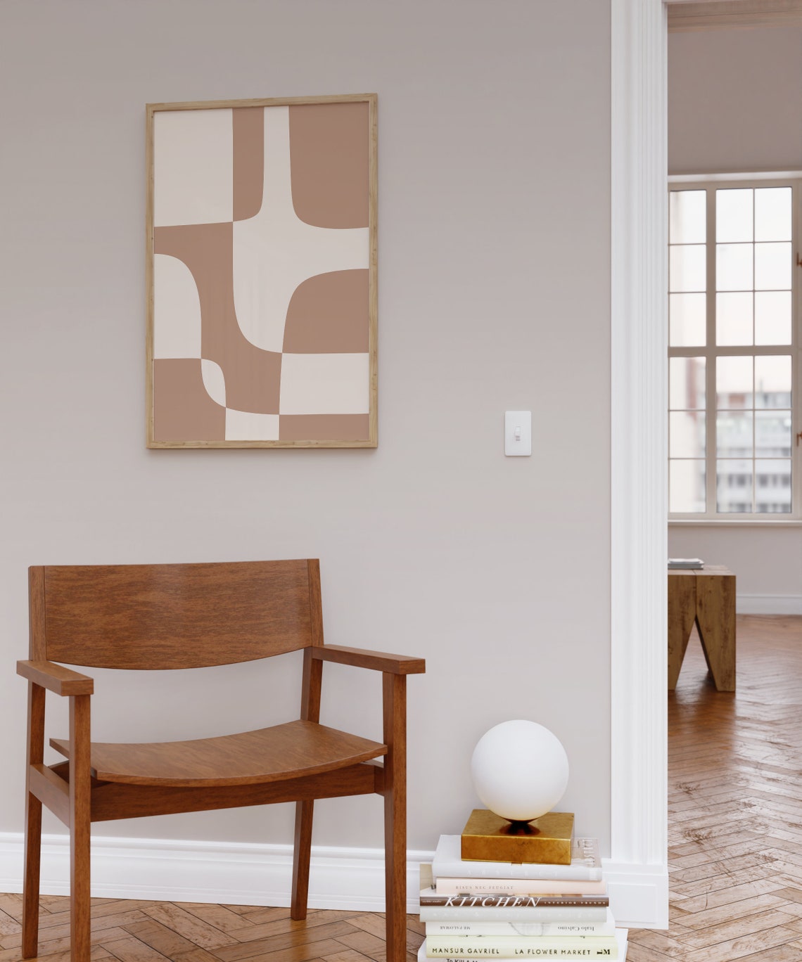 Taupe Geometric Puzzle Blocks Abstract Neutral Modern Wall Poster - Image 4