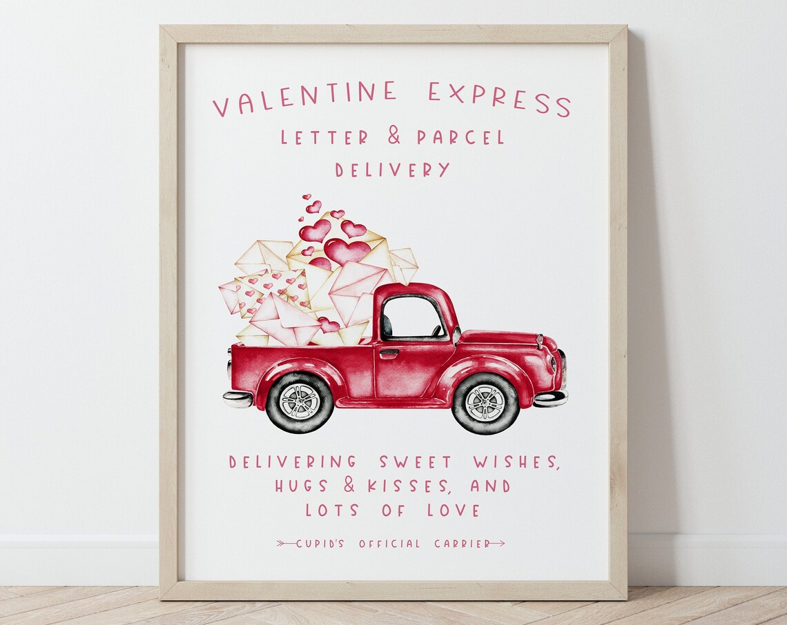 Valentine Delivery Truck Farmhouse Art Print