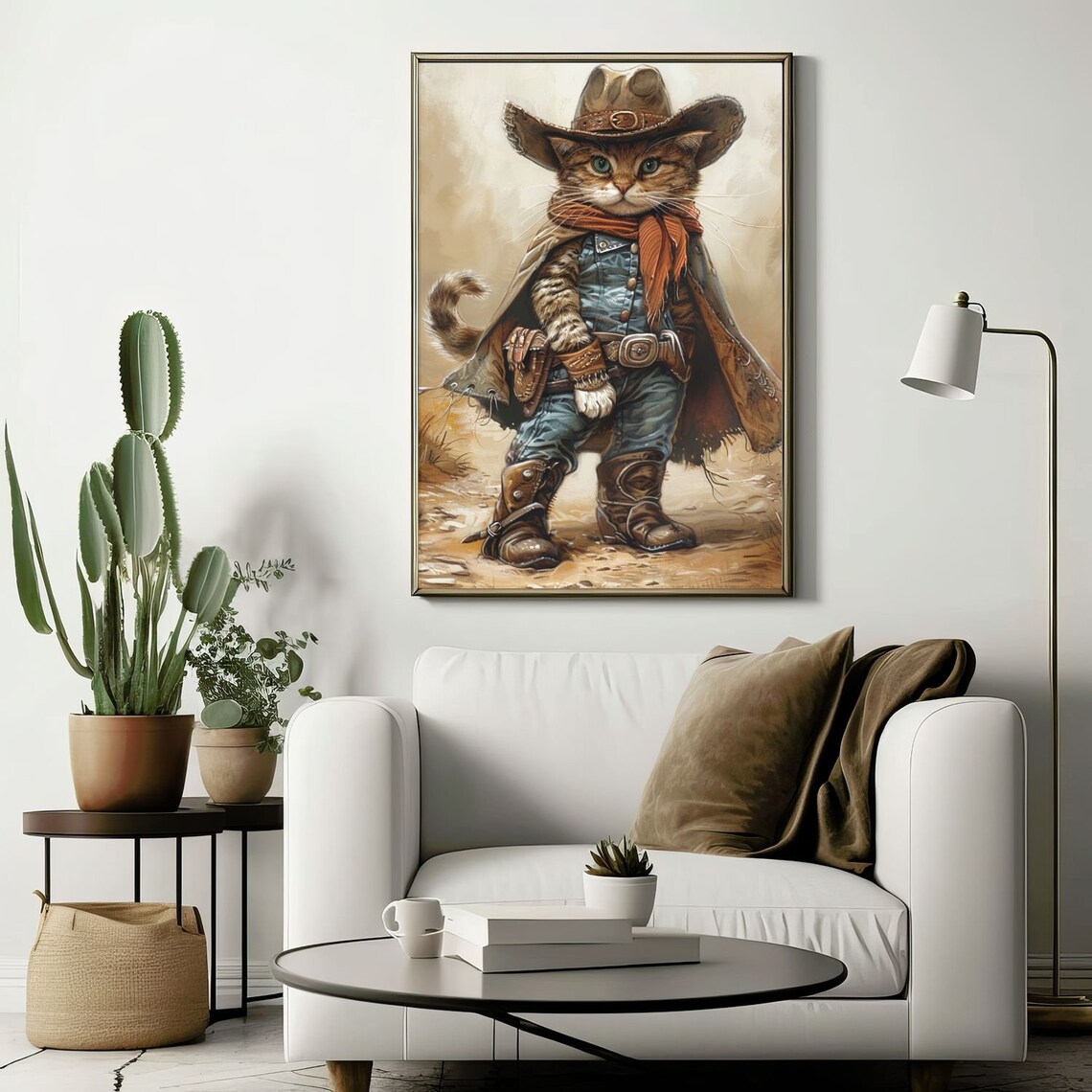 Cowboy Kitten in Boots and Hat Western Desert Cat Portrait Poster - Image 4