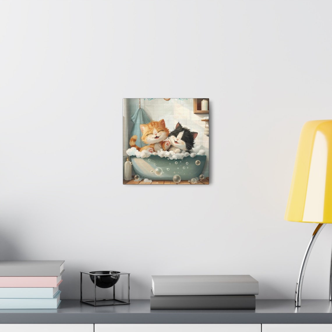 Two Happy Kittens Giggling Together in a Bubble Bath Cartoon Poster - Image 7