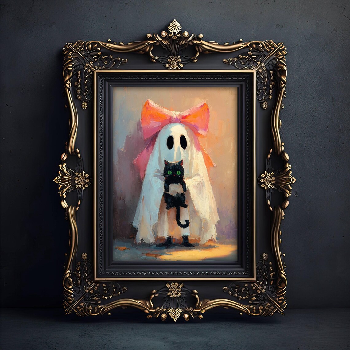 Coquette Girl With Black Cat, Ghostcore Art Print