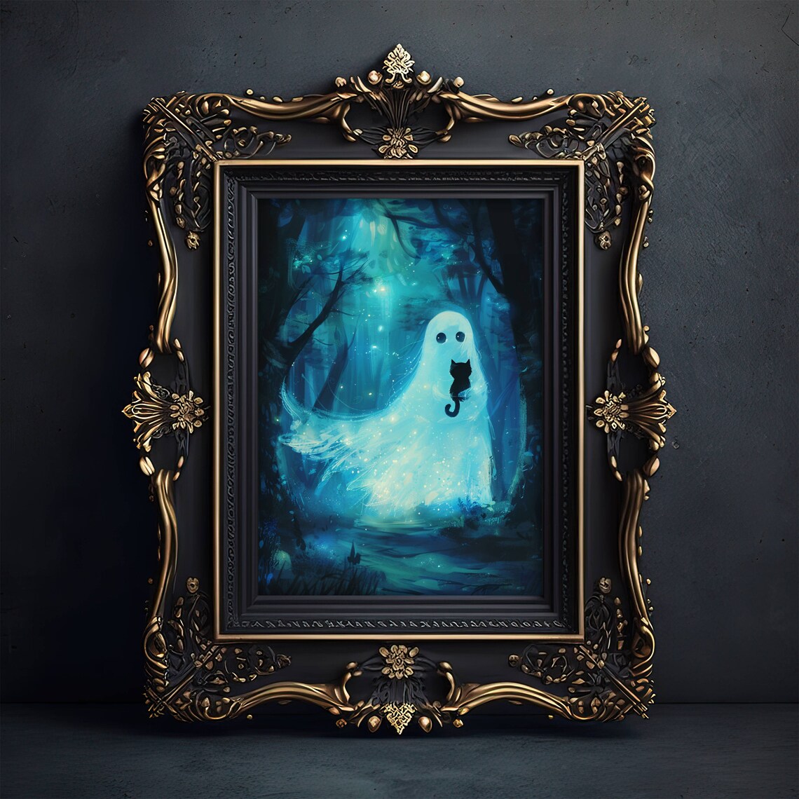 Ghost And Cat Cat Art Poster, Cats Wall Decor - Image 7