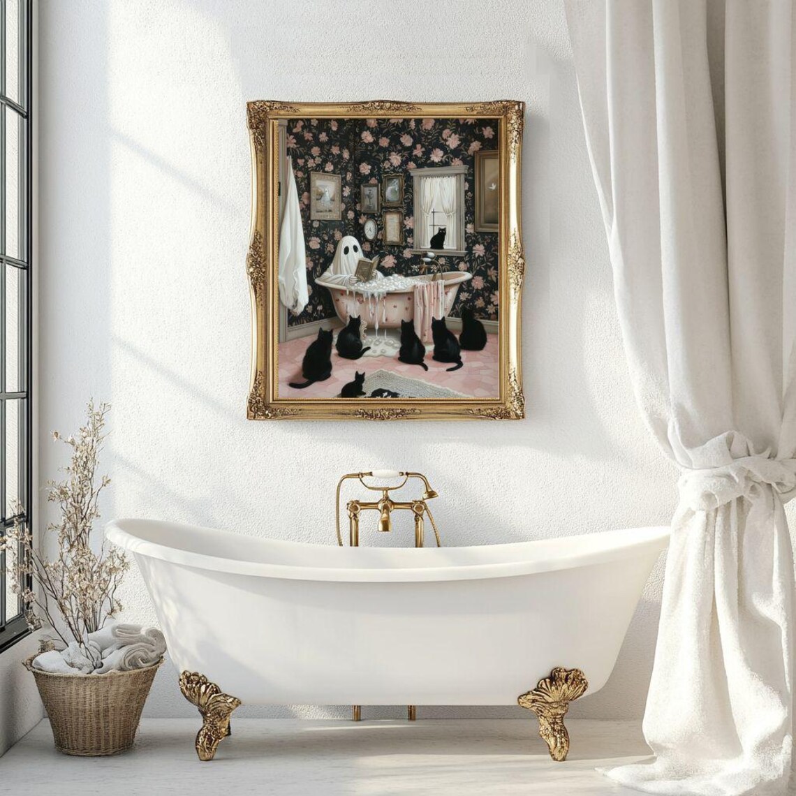 Ghost Reading to Black Cats, Spooky Cute Art Print - Image 5