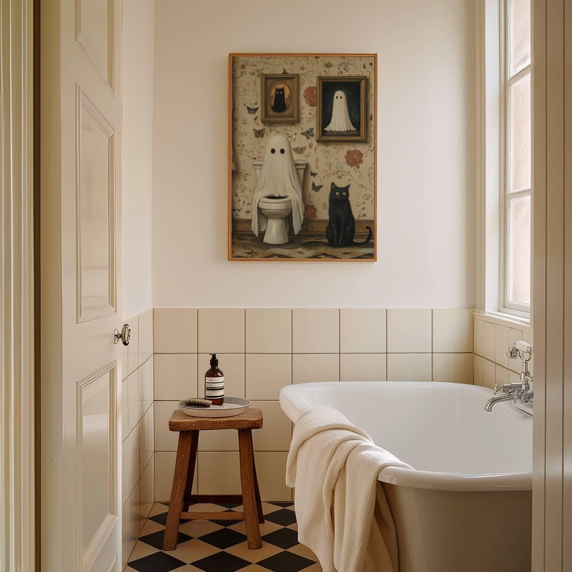 Ghost And Black Cat Bathroom Art Print, Whimsigoth - Image 7