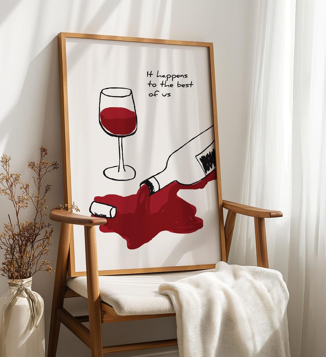 It Happens To The Best Of Us Spilled Wine Funny Bar Wall Art - Image 3