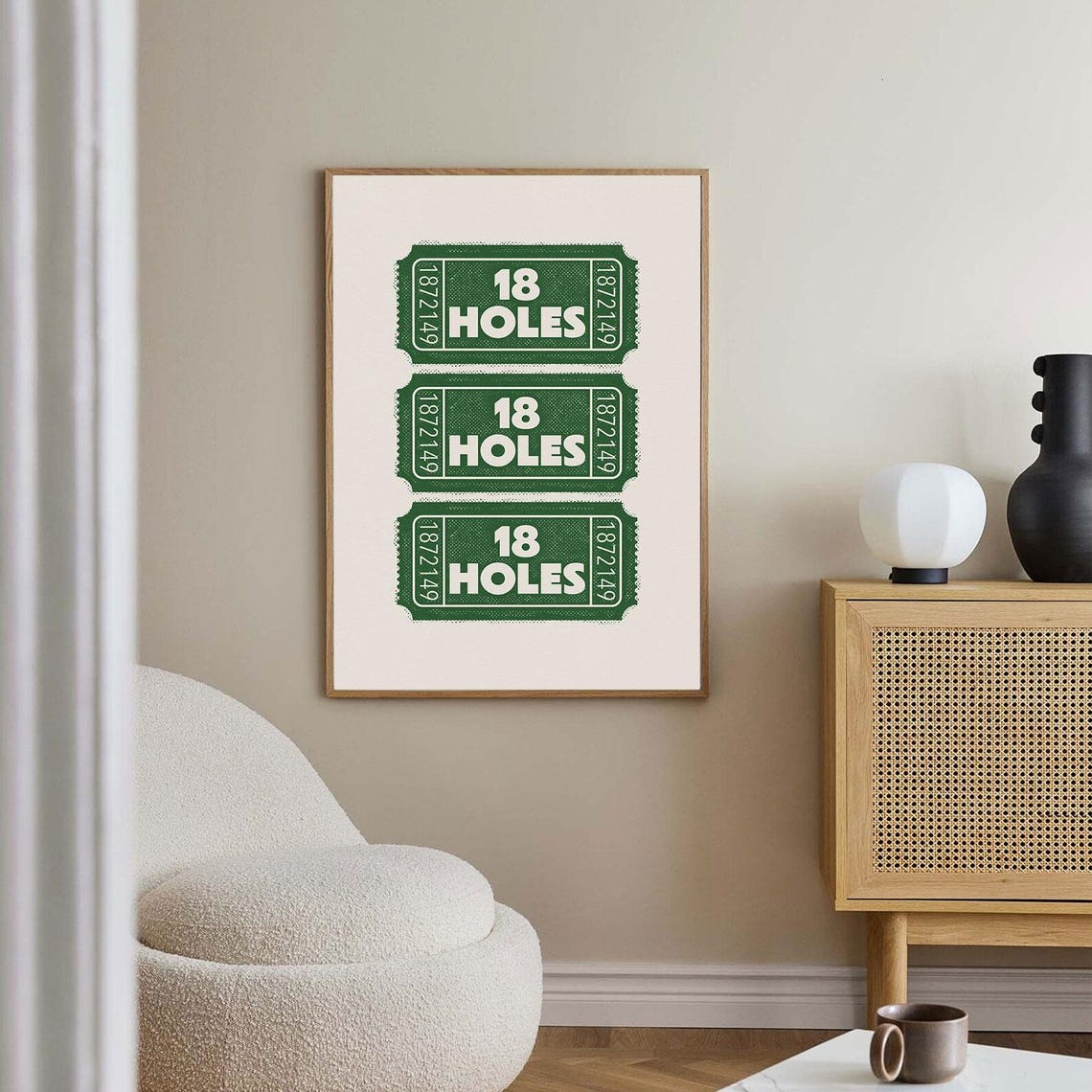 Retro Golf Ticket Stubs 18 Holes Vintage Green Sports Poster - Image 2