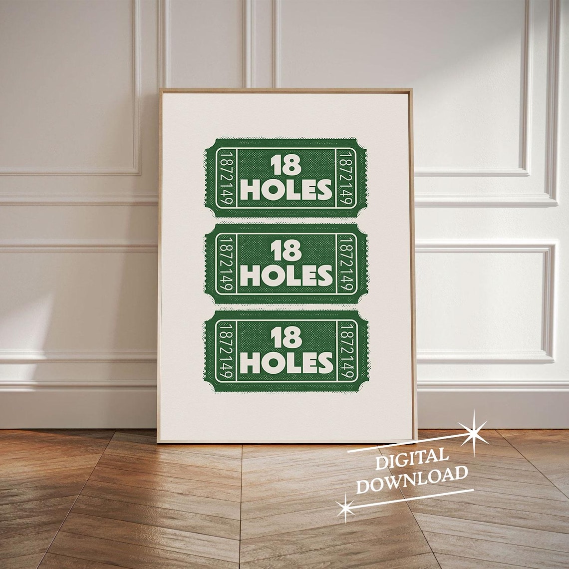 Retro Golf Ticket Stubs 18 Holes Vintage Green Sports Poster