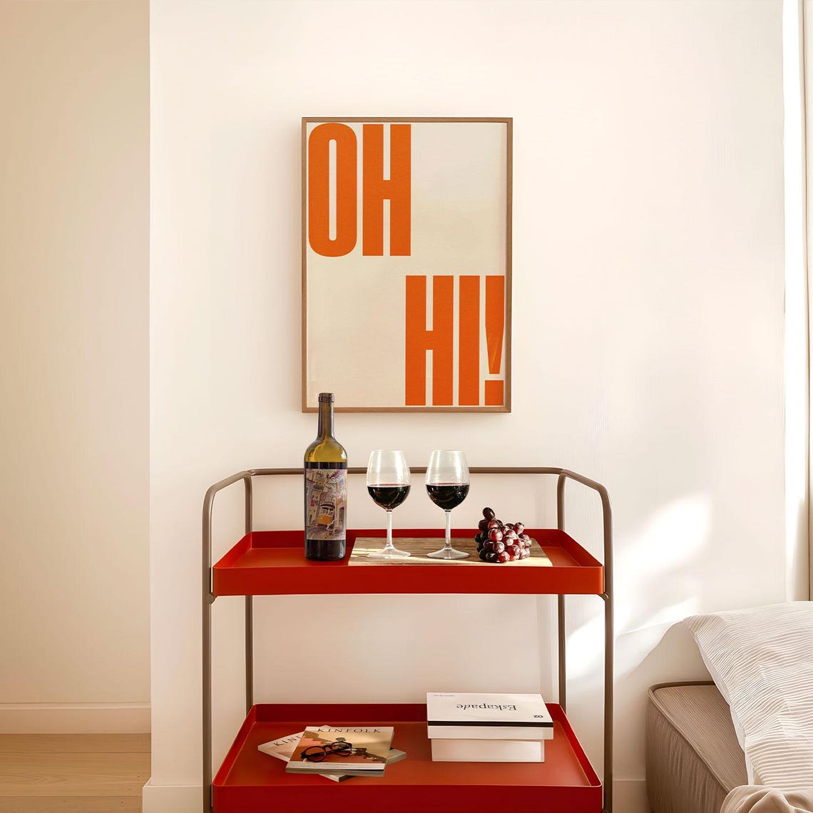 Oh Hi Cheerful Retro Orange Greeting Minimalist Typography Poster - Image 3