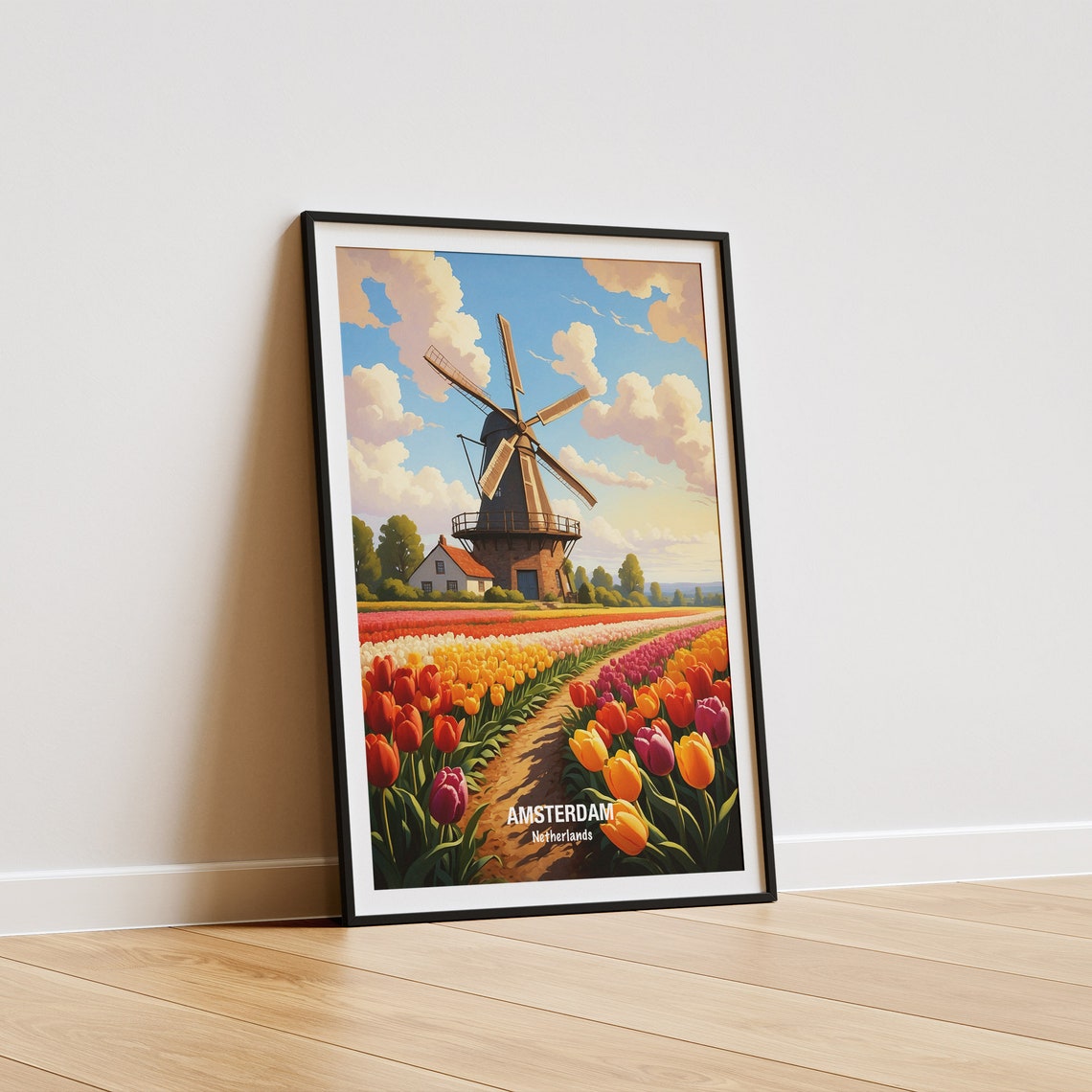 Amsterdam Netherlands Windmill Tulip Fields Spring Countryside Poster - Image 5