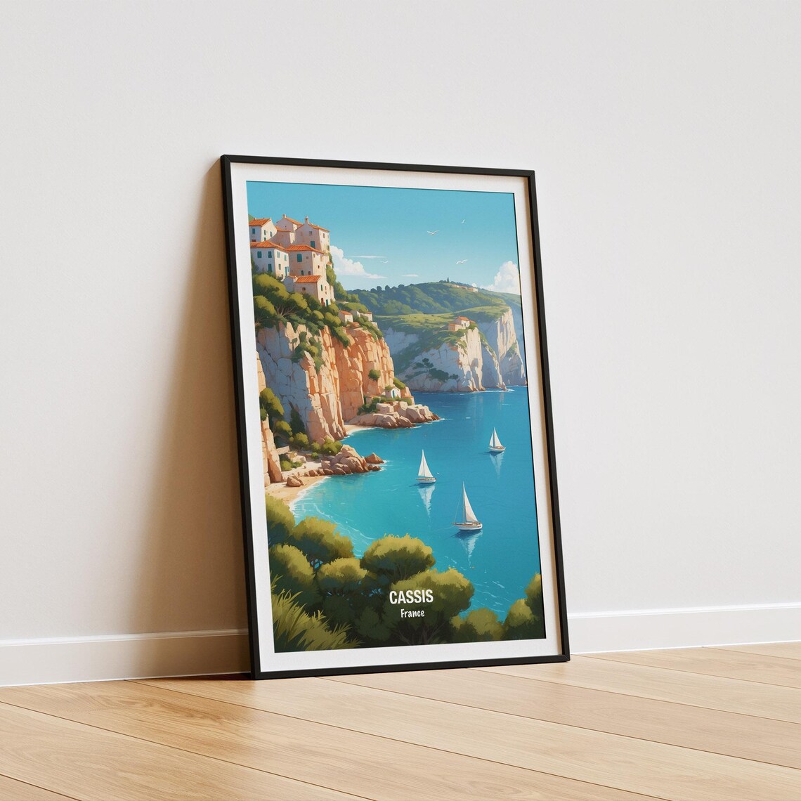 Cassis France Cliffside Village Sailboats Turquoise Bay Poster - Image 5