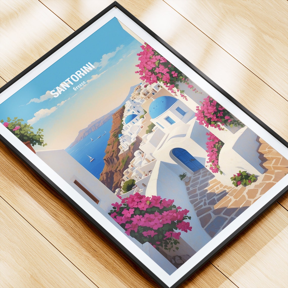 Santorini Greece Blue Domes Overlooking The Caldera Sea Poster - Image 4