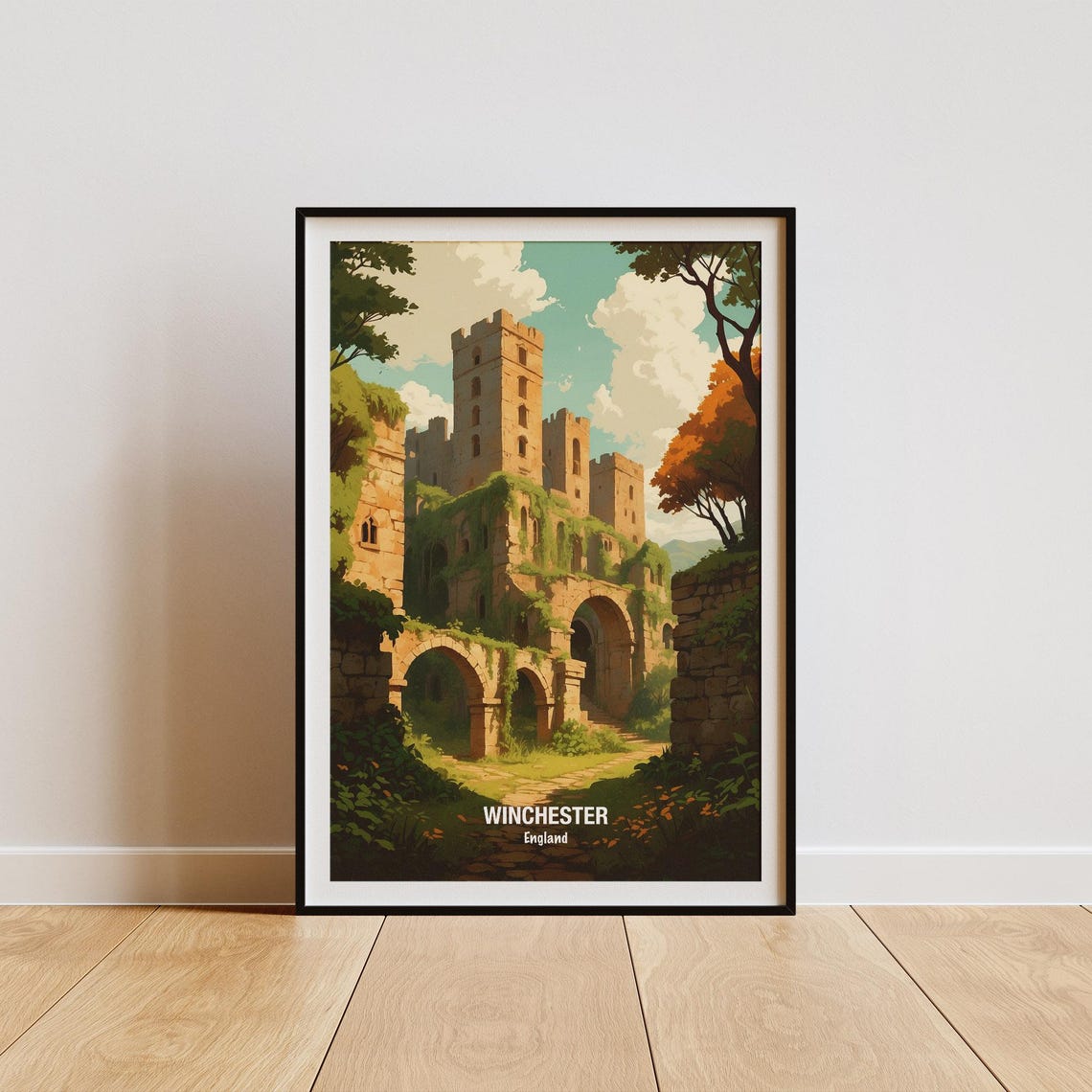 Winchester England Ancient Ivy Covered Medieval Castle Ruins Poster