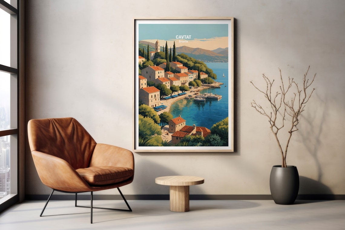 Cavtat Croatia Harbor Village Adriatic Coast View Town Poster - Image 2