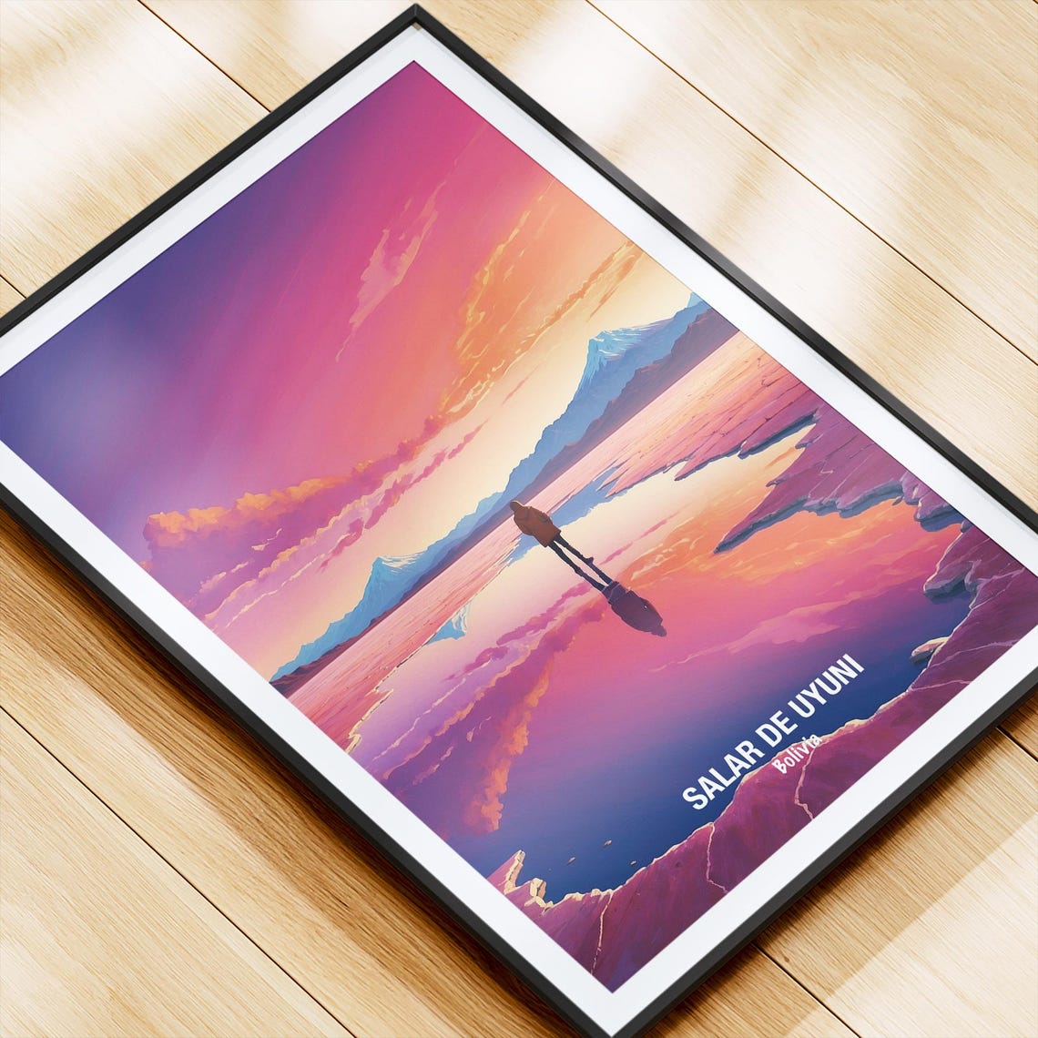Salar De Uyuni Bolivia Mirrored Sunset Salt Flat Travel Poster - Image 4