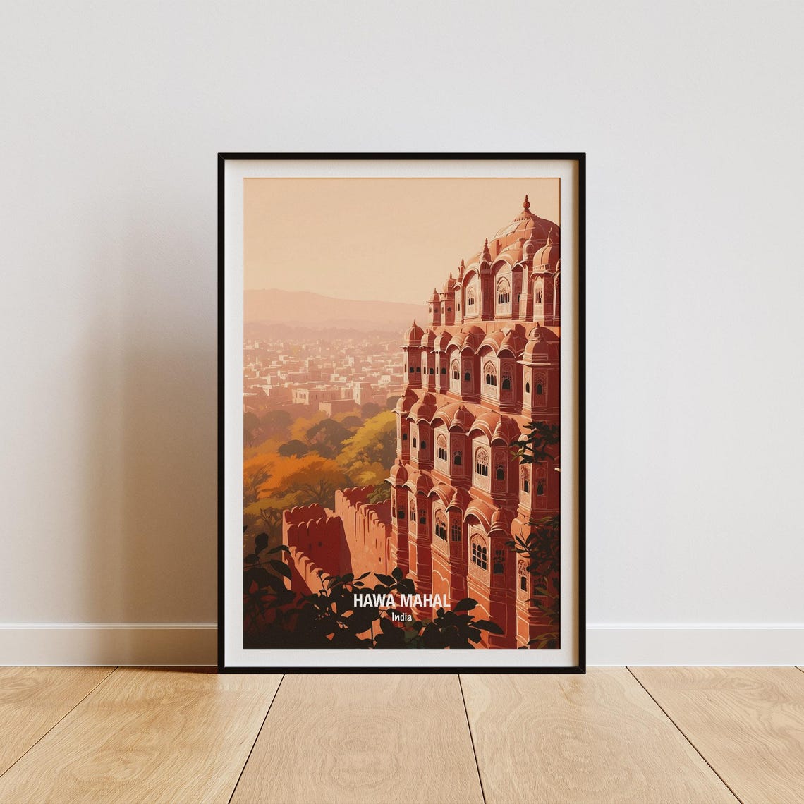 India Jaipur Hawa Mahal Pink Palace Facade Sunset View Poster