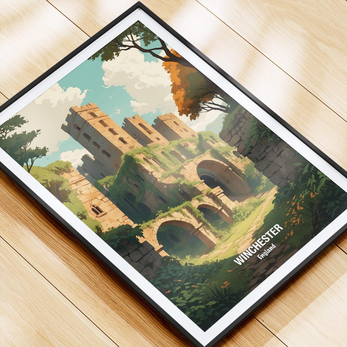 Winchester England Ancient Ivy Covered Medieval Castle Ruins Poster - Image 4